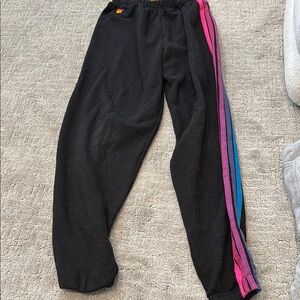Kids Black Track Pants with Multicolor Stripes